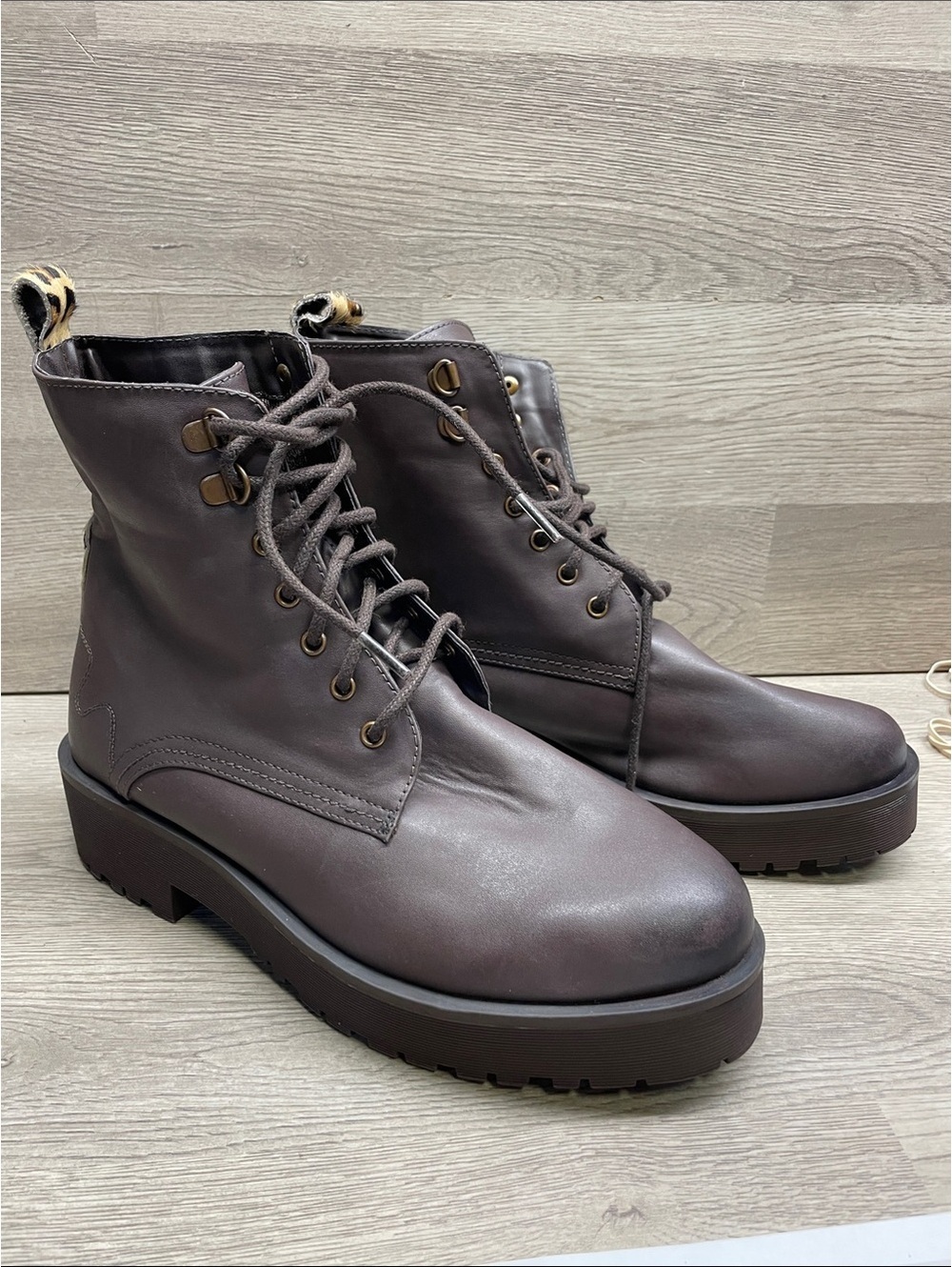 Women's Lace-Up Platform Combat Boots in Dark Brown #1450